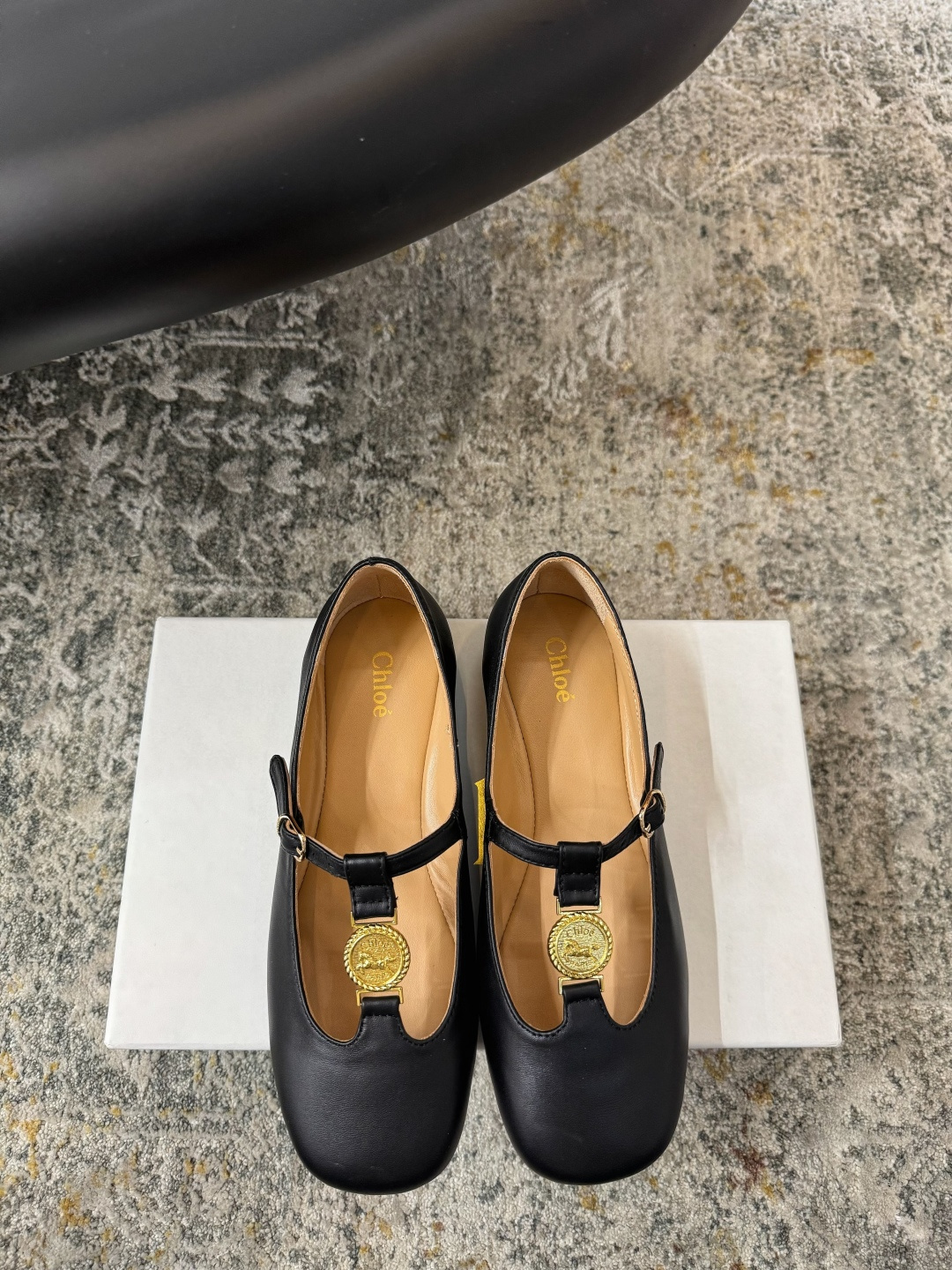 Chloe-Leonore-T-Strap-Leather-Ballet-Flats-Shoes-Black-35To41